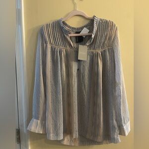 NWOT Anthropologie Blue and Cream Blouse